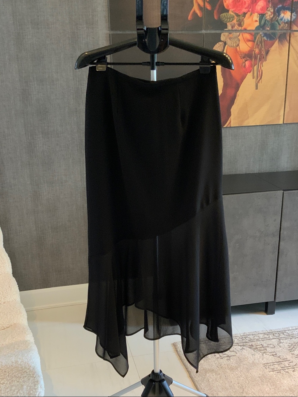 Vintage Black Asymmetric High-Low Skirt 10